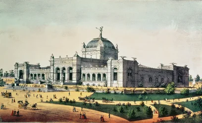 Art Gallery, Grand United States Centennial Exhibition, Fairmount Park, Philadelphia, 1876, udgivet af Currier und Ives.